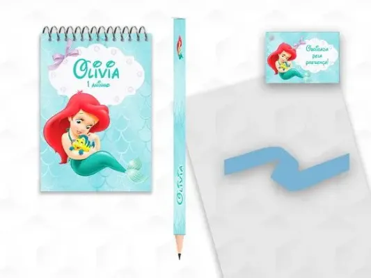 Bloquinho com Lápis Ariel Baby Personalizado - artesanato de creativitybynina