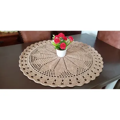 Centro de Mesa em Crochê - Caqui (70 Cm) - artesanato de Mari Crochê feito com carinho!