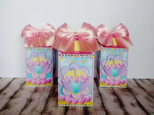 Caixa Milk Chuva De Amor - artesanato de Fina Essência Papelaria Personalizada