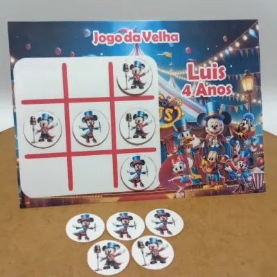 Lembrancinhas Jogo da Velha Personalizado Tema Mickey Circo🎪 - artesanato de Ed  Silva Papelaria de Festa Infantil