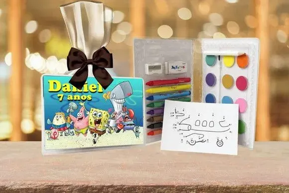 Estojo de Pintura Bob Esponja Personalizado - artesanato de Artmanha Lembrancinhas