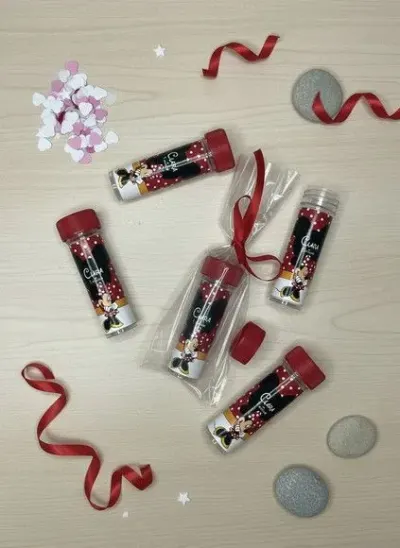 Bolha de Sabão - Minnie Vermelha Personalizado - artesanato de Mi Papelaria Criativa