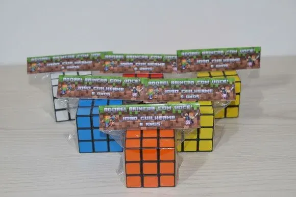 Lembrancinha Cubo Mágico - Minecraft Personalizado - artesanato de Mi Papelaria Criativa