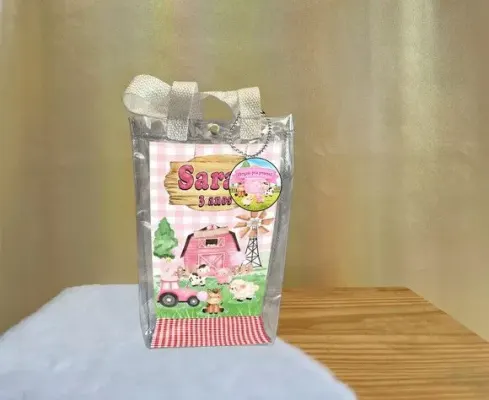 Sacola Transparente Fazendinha Personalizado - artesanato de Artmanha Lembrancinhas