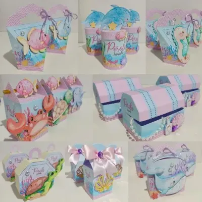 Kit Festa Fundo do Mar Menina - artesanato de Fina Essência Papelaria Personalizada