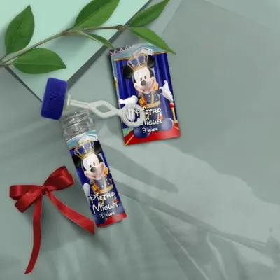 Bolha de Sabão - Mickey Realeza Personalizada - artesanato de Mi Papelaria Criativa