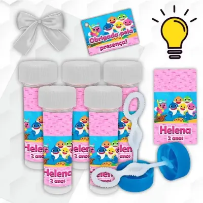 Bolinha de Sabão Baby Shark Personalizada - artesanato de Mi Papelaria Criativa