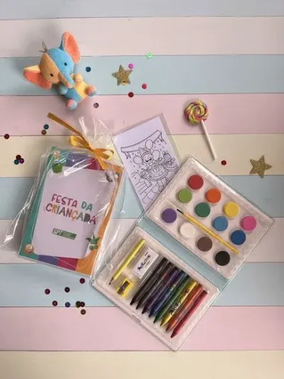 Estojo de Pintura 24pç - Infantil Personalizado - artesanato de Mi Papelaria Criativa