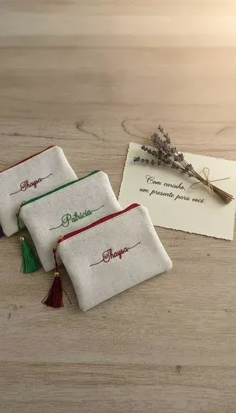 Necessaire Personalizada - Linho - artesanato de Innovare Studio