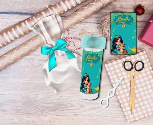 Bolha de Sabão Jasmine Personalizada - artesanato de Artmanha Lembrancinhas