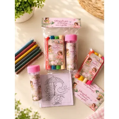 Kit Massinha + Giz + Bolha Jardim Encantado Personalizado - artesanato de Artmanha Lembrancinhas