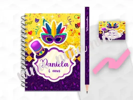 Bloquinho G+lapis Carnaval Personalizado - artesanato de creativitybynina