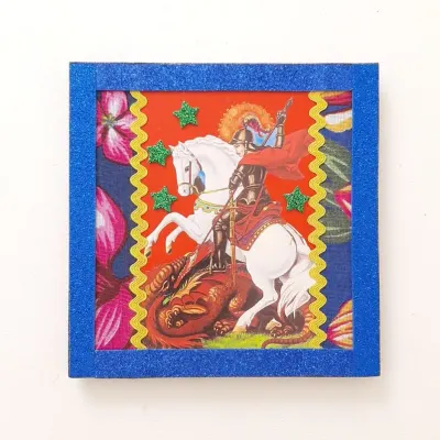 Quadrinho Retrô São Jorge - artesanato de Estudio Bananeira