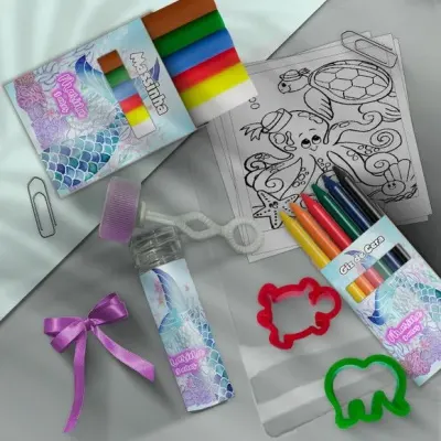 Kit Massinha Infantil Calda de Sereia Personalizado - artesanato de Mi Papelaria Criativa