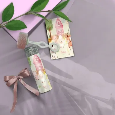 Bolha de Sabão - Fazendinha Rosa Personalizado - artesanato de Mi Papelaria Criativa