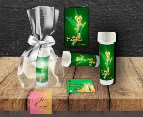 Bolha de Sabão Tinker Bell Personalizada - artesanato de Artmanha Lembrancinhas