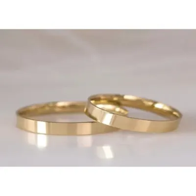 Alianças de Ouro 18k 3mm 3grs Casamento + Anel Solitário - artesanato de TM JOIAS