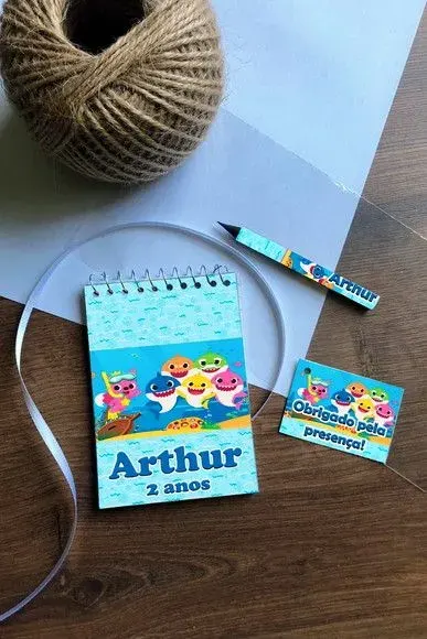 Bloquinho Baby Shark Personalizado - artesanato de Mi Papelaria Criativa
