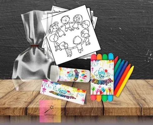 Kit Massinha + Giz + Bolha Dia das Criancas Personalizado - artesanato de Artmanha Lembrancinhas