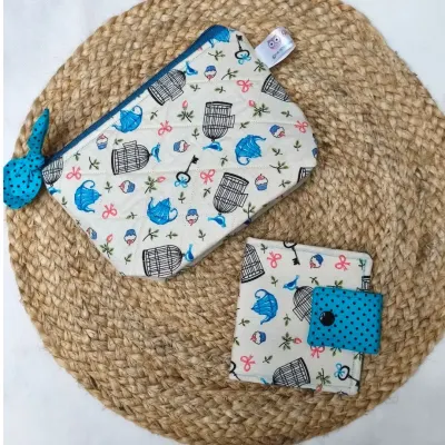 Kit Organizador de Bolsa Artesanal Necessaire + Porta Absorvente - artesanato de Gabi Jodas Ateliê
