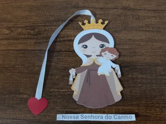 Marcador de Página 13 cm - Nossa Senhora do Carmo - artesanato de Emejhu Personalizados
