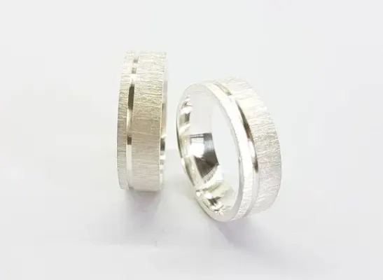 Par Alianças de Namoro Prata 950 6mm + Anel Solitário - artesanato de TM JOIAS