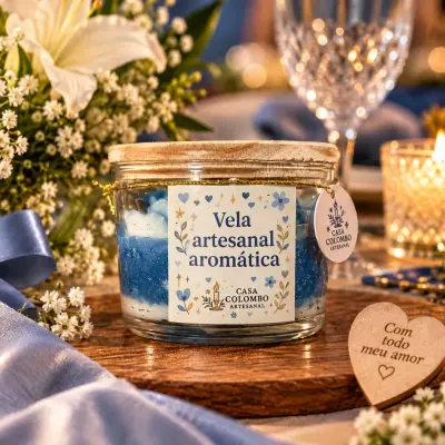 Vela Aromática Artesanal Cera de Coco 150ml em Copo de Patê - Personalizável - artesanato de Casa Colombo Artesanal