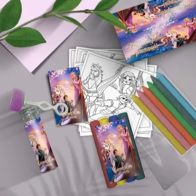 Kit Massinha + Giz + Bolha - Enrolados Personalizado - artesanato de Mi Papelaria Criativa