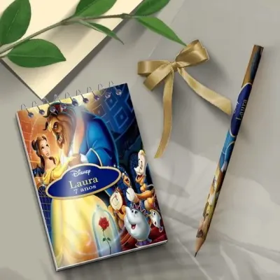 Bloquinho - Bela e a Fera Personalizado - artesanato de Mi Papelaria Criativa