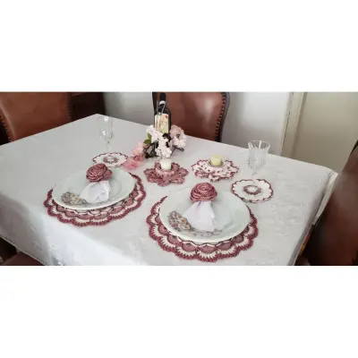 Kit Sousplat em Crochê Luxo Romântico Camafeu (02 Pessoas) - artesanato de Mari Crochê feito com carinho!