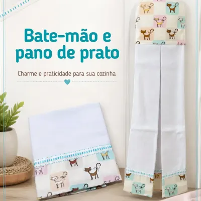 Kit 2 Peças - Pano de prato e bate mão 2 - artesanato de Djulik