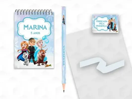 Bloquinho com Lápis Frozen Cute Personalizado - artesanato de creativitybynina
