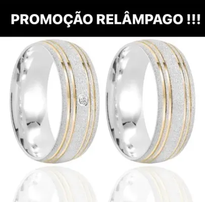 Alianças de Namoro Prata 950 8mm + Anel Solitário - artesanato de TM JOIAS