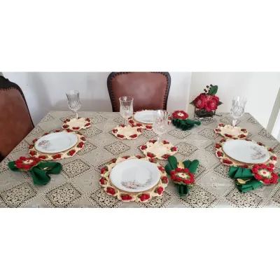 Sousplat em Crochê Sobremesa Motivo Framboesa -18 Peças - artesanato de Mari Crochê feito com carinho!