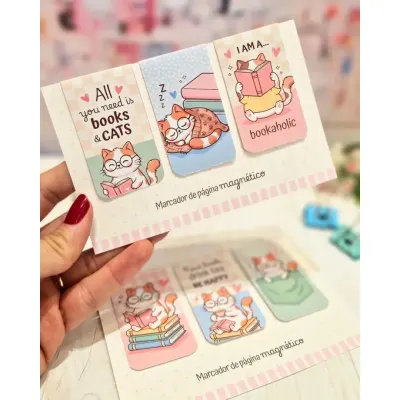 Marcador de Página Magnético Kit Com 03 - Gatinhos Fofos 2 - artesanato de Emejhu Personalizados