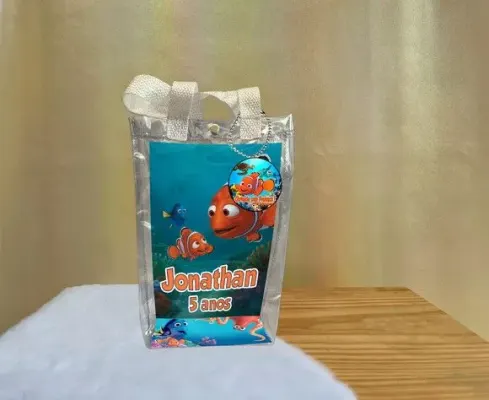 Sacola Transparente Procurando Nemo Personalizado - artesanato de Artmanha Lembrancinhas