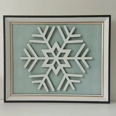 Quadro Decorativo Floco de Neve - Natal - artesanato de Flor Seca Casa e Ambiente
