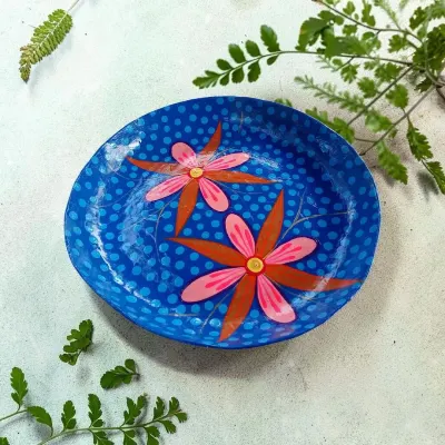 Prato Decorativo Floral Azul – Frantz Handmade - artesanato de FRANTZ HANDMADE