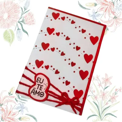 Cartão Artesanal Corações Alinhados - artesanato de Ateliê de Criação Usina Caseira