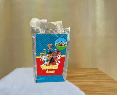 Sacola Transparente Patrulha Canina Personalizado - artesanato de Artmanha Lembrancinhas