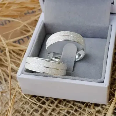 Par Alianças Prata 950 Namoro 6mm + Anel Compromisso - artesanato de TM JOIAS