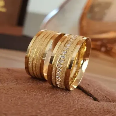 Alianças de Ouro 18k 8mm 8grs Casamento + Anel Solitário - artesanato de TM JOIAS