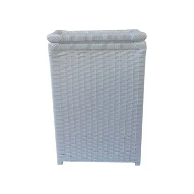 Cesto Roupa Sintético Branco 50x25x70 - artesanato de Mundo Urbano