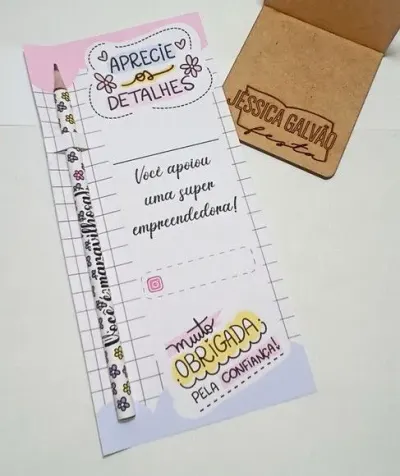 Lembrancinha Empreendedora Cartão com Lápis Personalizado - artesanato de PAPCRIE