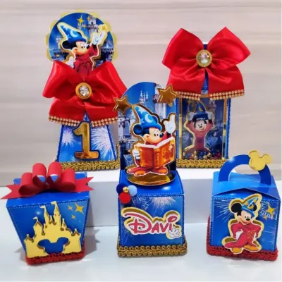 kit 20 caixinhas Personalizadas Mickey Feiticeiro  Lembrancinhas Decoração Festa infantil Papelaria Caixinha Mickey Feiticeiro
