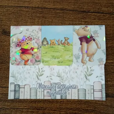 Marcador de Página Magnético Trio 5 - "Ursinho Pooh" - artesanato de Emejhu Personalizados
