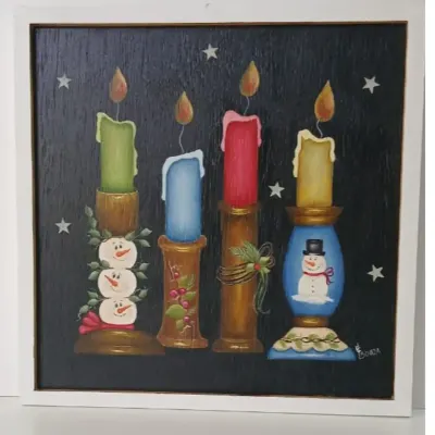 Quadro decorativo Festival das Velas de Natal - artesanato de Flor Seca Casa e Ambiente