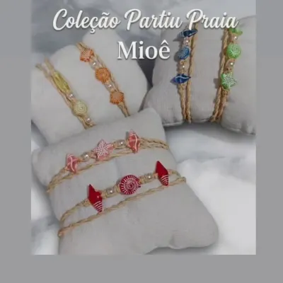 Pulseira Partiu Praia - artesanato de Mioê