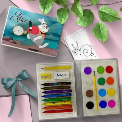 Estojo de Pintura 24pç - Coelho Alice Personalizado - artesanato de Mi Papelaria Criativa