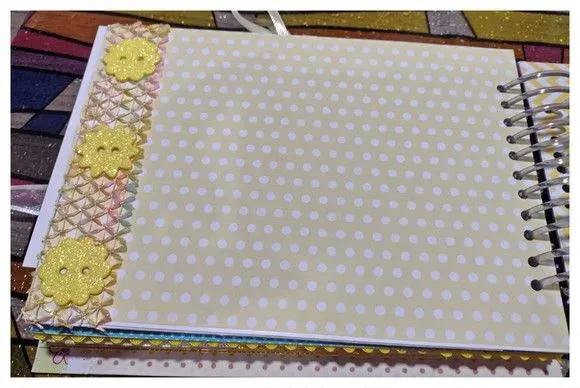 Álbum de Fotos Personalizado Ursinho Bebê - Rosa e Amarelo - artesanato de Ateliê de Criação Usina Caseira